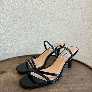Steve Madden Loft Slide Sandals Heels Black Snake Women’s 5.5